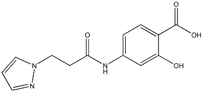 2-hydroxy-4-[3-(1H-pyrazol-1-yl)propanamido]benzoic acid Struktur