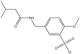 2-methoxy-5-[(3-methylbutanamido)methyl]benzene-1-sulfonyl chloride Struktur