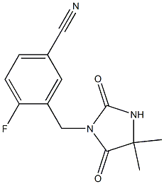 3-[(4,4-dimethyl-2,5-dioxoimidazolidin-1-yl)methyl]-4-fluorobenzonitrile Struktur