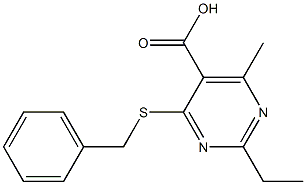 4-(benzylthio)-2-ethyl-6-methylpyrimidine-5-carboxylic acid Struktur