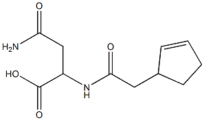 4-amino-2-[(cyclopent-2-en-1-ylacetyl)amino]-4-oxobutanoic acid Struktur