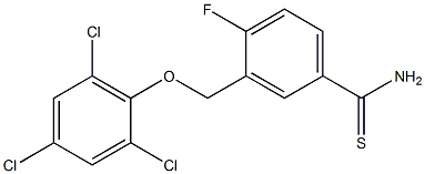 4-fluoro-3-(2,4,6-trichlorophenoxymethyl)benzene-1-carbothioamide Struktur