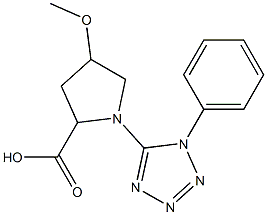 4-methoxy-1-(1-phenyl-1H-tetrazol-5-yl)pyrrolidine-2-carboxylic acid Struktur