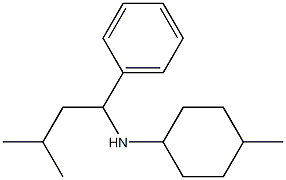 4-methyl-N-(3-methyl-1-phenylbutyl)cyclohexan-1-amine Struktur