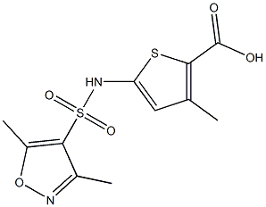 5-[(3,5-dimethyl-1,2-oxazole-4-)sulfonamido]-3-methylthiophene-2-carboxylic acid Struktur