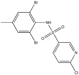 6-chloro-N-(2,6-dibromo-4-methylphenyl)pyridine-3-sulfonamide Struktur