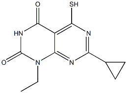 7-cyclopropyl-1-ethyl-5-mercaptopyrimido[4,5-d]pyrimidine-2,4(1H,3H)-dione Struktur