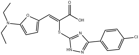 2-Propenoic  acid,  2-[[3-(4-chlorophenyl)-1H-1,2,4-triazol-5-yl]thio]-3-[5-(diethylamino)-2-furanyl]-,  (2Z)- Struktur