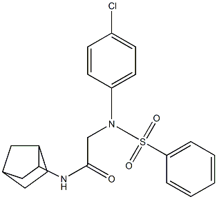 N-bicyclo[2.2.1]hept-2-yl-2-[4-chloro(phenylsulfonyl)anilino]acetamide Struktur