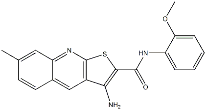 3-amino-N-(2-methoxyphenyl)-7-methylthieno[2,3-b]quinoline-2-carboxamide Struktur