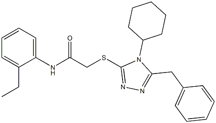 2-[(5-benzyl-4-cyclohexyl-4H-1,2,4-triazol-3-yl)sulfanyl]-N-(2-ethylphenyl)acetamide Struktur