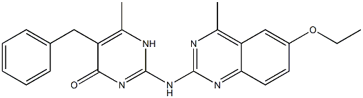 5-benzyl-2-[(6-ethoxy-4-methylquinazolin-2-yl)amino]-6-methylpyrimidin-4(1H)-one Struktur