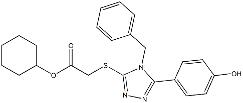 cyclohexyl {[4-benzyl-5-(4-hydroxyphenyl)-4H-1,2,4-triazol-3-yl]sulfanyl}acetate Struktur