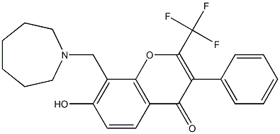 8-(1-azepanylmethyl)-7-hydroxy-3-phenyl-2-(trifluoromethyl)-4H-chromen-4-one Struktur