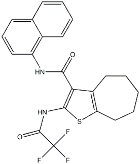 N-(1-naphthyl)-2-[(trifluoroacetyl)amino]-5,6,7,8-tetrahydro-4H-cyclohepta[b]thiophene-3-carboxamide Struktur