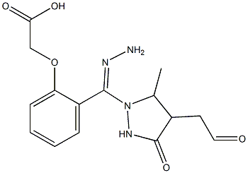 (2-{2-[(3-methyl-5-oxo-4,5-dihydro-1H-pyrazol-4-yl)acetyl]carbohydrazonoyl}phenoxy)acetic acid Struktur