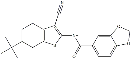 N-(6-tert-butyl-3-cyano-4,5,6,7-tetrahydro-1-benzothien-2-yl)-1,3-benzodioxole-5-carboxamide Struktur