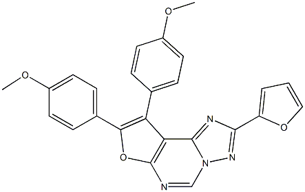 2-(2-furyl)-8,9-bis(4-methoxyphenyl)furo[3,2-e][1,2,4]triazolo[1,5-c]pyrimidine Struktur