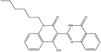 2-(1-hexyl-4-hydroxy-2-oxo-1,2-dihydroquinolin-3-yl)quinazolin-4(3H)-one Struktur