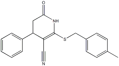 2-[(4-methylbenzyl)sulfanyl]-6-oxo-4-phenyl-1,4,5,6-tetrahydro-3-pyridinecarbonitrile Struktur