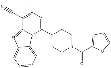 1-[4-(2-furoyl)-1-piperazinyl]-3-methylpyrido[1,2-a]benzimidazole-4-carbonitrile Struktur