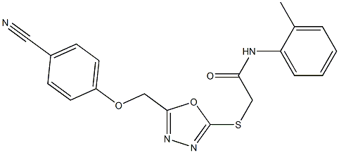 2-({5-[(4-cyanophenoxy)methyl]-1,3,4-oxadiazol-2-yl}sulfanyl)-N-(2-methylphenyl)acetamide Struktur