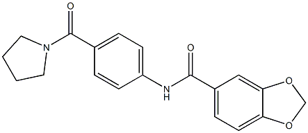 N-[4-(1-pyrrolidinylcarbonyl)phenyl]-1,3-benzodioxole-5-carboxamide Struktur