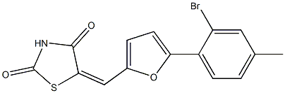 5-{[5-(2-bromo-4-methylphenyl)-2-furyl]methylene}-1,3-thiazolidine-2,4-dione Struktur