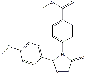 methyl 4-[2-(4-methoxyphenyl)-4-oxo-1,3-thiazolidin-3-yl]benzoate Struktur