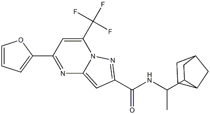 N-(1-bicyclo[2.2.1]hept-2-ylethyl)-5-(2-furyl)-7-(trifluoromethyl)pyrazolo[1,5-a]pyrimidine-2-carboxamide Struktur