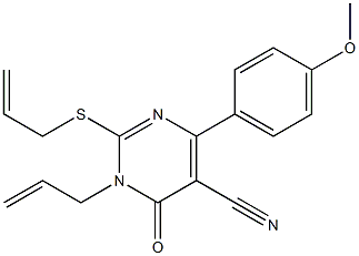 1-allyl-2-(allylthio)-4-(4-methoxyphenyl)-6-oxo-1,6-dihydropyrimidine-5-carbonitrile Struktur