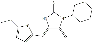 3-cyclohexyl-5-[(5-ethyl-2-thienyl)methylene]-2-thioxo-4-imidazolidinone Struktur