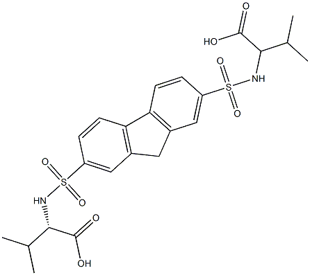 N-[(7-{[(1-carboxy-2-methylpropyl)amino]sulfonyl}-9H-fluoren-2-yl)sulfonyl]valine Struktur