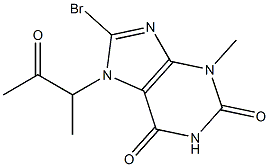 8-bromo-3-methyl-7-(1-methyl-2-oxopropyl)-3,7-dihydro-1H-purine-2,6-dione Struktur