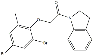 2-(2,4-dibromo-6-methylphenoxy)-1-(2,3-dihydro-1H-indol-1-yl)-1-ethanone Struktur