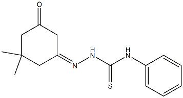 2-(3,3-dimethyl-5-oxocyclohexylidene)-N-phenyl-1-hydrazinecarbothioamide Struktur