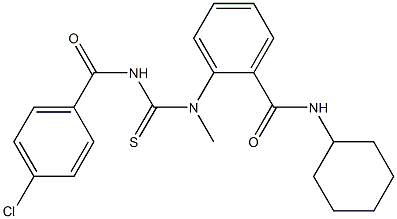 2-[{[(4-chlorobenzoyl)amino]carbothioyl}(methyl)amino]-N-cyclohexylbenzamide Struktur