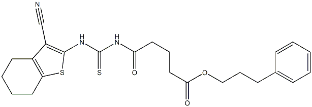 3-phenylpropyl 5-({[(3-cyano-4,5,6,7-tetrahydro-1-benzothiophen-2-yl)amino]carbothioyl}amino)-5-oxopentanoate Struktur