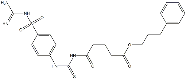 3-phenylpropyl 5-({[4-({[amino(imino)methyl]amino}sulfonyl)anilino]carbothioyl}amino)-5-oxopentanoate Struktur