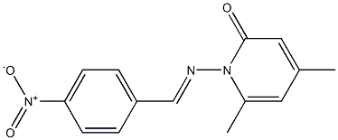 4,6-dimethyl-1-{[(E)-(4-nitrophenyl)methylidene]amino}-2(1H)-pyridinone Struktur