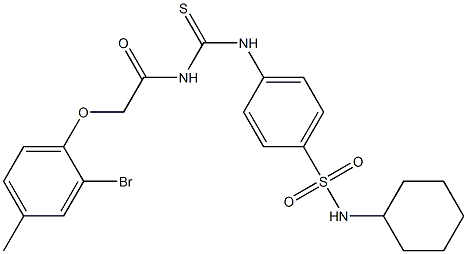 4-[({[2-(2-bromo-4-methylphenoxy)acetyl]amino}carbothioyl)amino]-N-cyclohexylbenzenesulfonamide Struktur