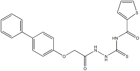 N-({2-[2-([1,1'-biphenyl]-4-yloxy)acetyl]hydrazino}carbothioyl)-2-thiophenecarboxamide Struktur