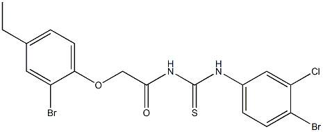 N-(4-bromo-3-chlorophenyl)-N'-[2-(2-bromo-4-ethylphenoxy)acetyl]thiourea Struktur