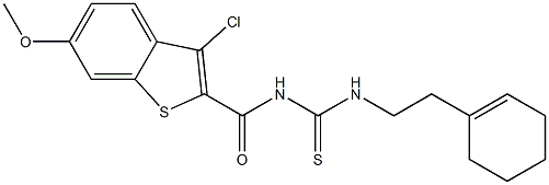 N-[(3-chloro-6-methoxy-1-benzothiophen-2-yl)carbonyl]-N'-[2-(1-cyclohexen-1-yl)ethyl]thiourea Struktur