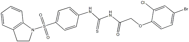 N-[2-(4-bromo-2-chlorophenoxy)acetyl]-N'-[4-(2,3-dihydro-1H-indol-1-ylsulfonyl)phenyl]thiourea Struktur