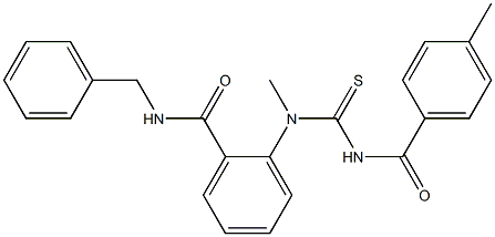 N-benzyl-2-(methyl{[(4-methylbenzoyl)amino]carbothioyl}amino)benzamide Struktur