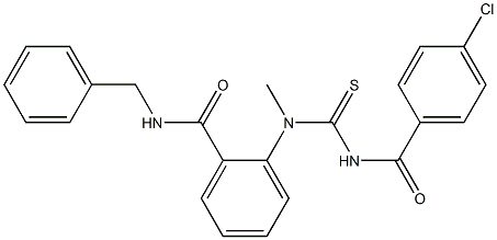 N-benzyl-2-[{[(4-chlorobenzoyl)amino]carbothioyl}(methyl)amino]benzamide Struktur