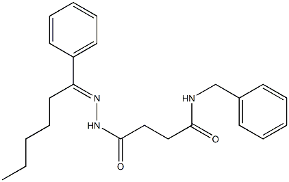 N-benzyl-4-oxo-4-{2-[(E)-1-phenylhexylidene]hydrazino}butanamide Struktur