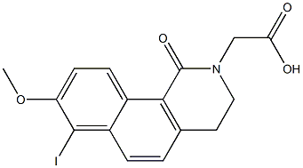 1,2,3,4-Tetrahydro-7-iodo-8-methoxy-1-oxobenz[h]isoquinoline-2-acetic acid Struktur