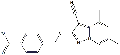 2-[[(4-Nitrophenyl)methyl]thio]-4,6-dimethyl-pyrazolo[1,5-a]pyridine-3-carbonitrile Struktur